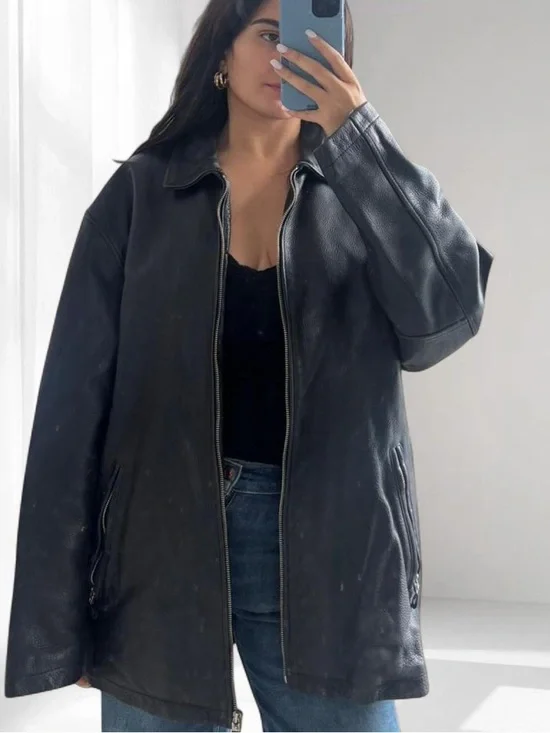 Danier Black Leather Zip-Front Jacket - Picture 3 of 9